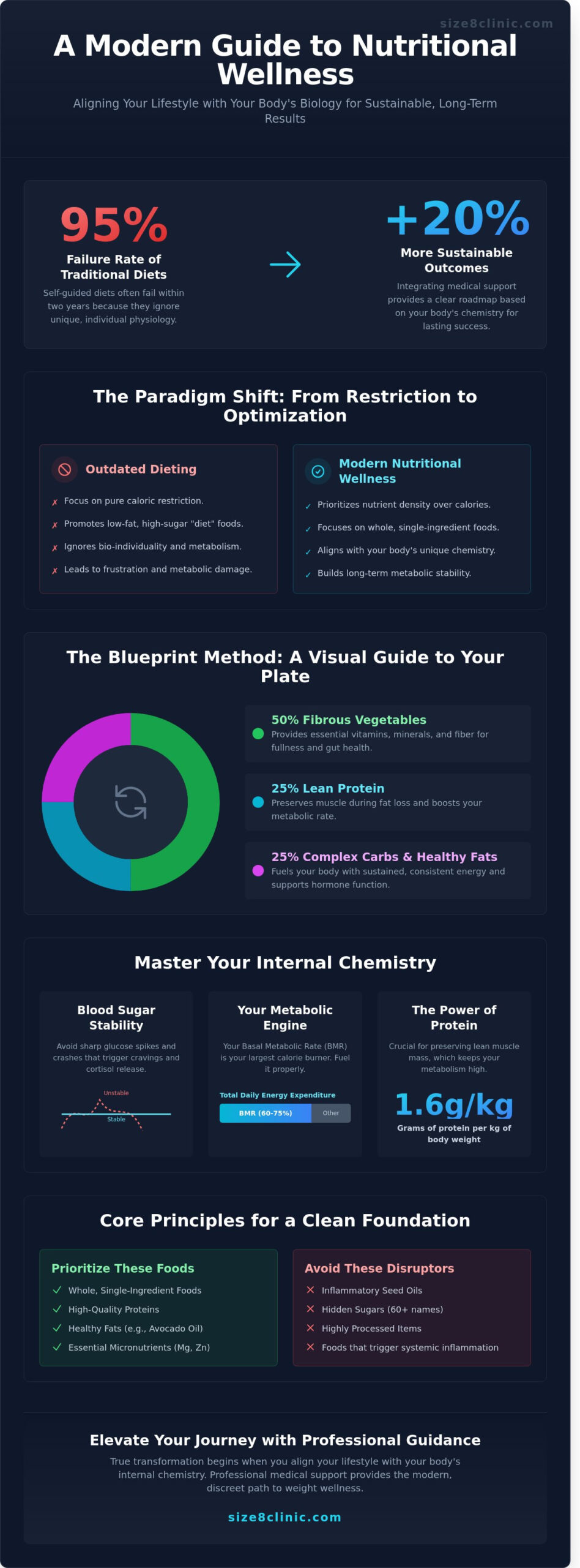 Size8Clinic | Healthy Eating Tips for Sustainable Weight Wellness Healthy Eating Tips for Sustainable Weight Wellness - Infographic
